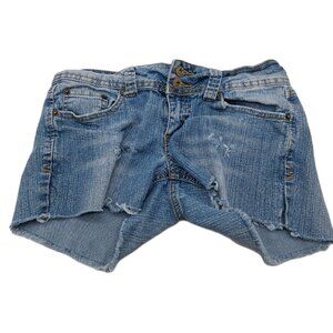 Desire Boyfriend Jean Shorts Women's Juniors 5 Blue Light Wash Stretch Mid-Rise